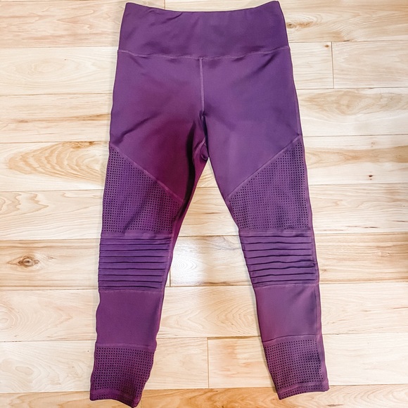 ZYIA Pants - ZYIA LIGHT&TIGHT HI-RISE PLUM PERF/MOTO 7/8